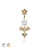316L SURGICAL STEEL CZ MULTI FLOWER MARQUISE ROUND CZ DANGLE CZ BELLY BUTTON NAVEL RING 